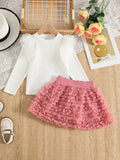 1-6Y Kid Baby Girls Princess Gauze Mesh Long Sleeve 2 Pcs/Set