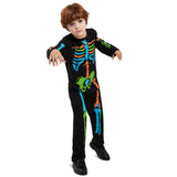 3-12Y Kid Boy Colored Skull Skeleton  Party Campus Event Play Costume Romper