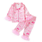 1-8T Kid Baby Girl Bow Sweet Casual Long Sleeve Christmas Pajamas