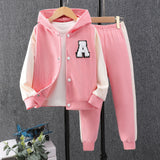 New Children's Long-sleeved Hooded Contrasting Color A-shaped Chapter Suit