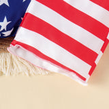 Kid Baby Summer USA Independence Day Embroidered Shorts 2 Pcs Set