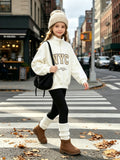 7-12Y Kid Girl Half Zipper Open Neck Shark Pants Casual Suits 2 Pcs Set