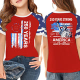 Kid Girl USA Independence Day 250th Anniversary Summer T-Shirt Tops