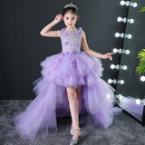 Kid Girls Evening Princess Trailing Wedding Tutu Host Dresses