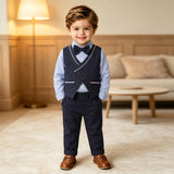 6M-8T Kid Baby Boy Suit Solid Formal 4 Pcs Set