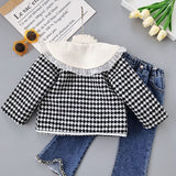 Kid Girl Korean Fashionable Grid Coats Jackets