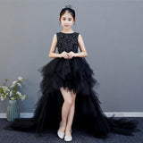 Kid Girls Evening Princess Trailing Wedding Tutu Host Dresses