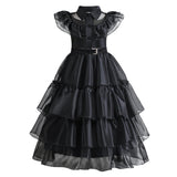 Girl Dress Skirt Black Flying Sleeve Waist Cinched Princess Dress Kids Girls Princess Cosplay Costume