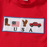 Independence Day Baby Girl Short Sleeve Striped Shorts 2 Pcs Set