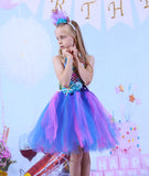 Kid Girls Colorful Mesh Fluffy Mermaid Performance Dresses