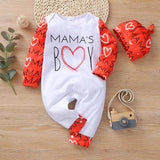 Newborn Baby Boy Full Moon Spring Autumn Letter Printed Rompers