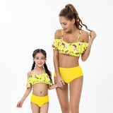 Family Matching Parent-child High Waist Sleeves Split Swimsuit