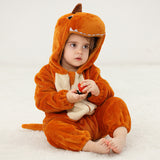 3M-5T Kid Baby Boy Girl Flannel Dinosaur Cartoon Hooded Climbing Loungewear Pajamas