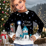 2-12T Kid Girl Cute Casual Fashion Christmas Print Long Sleeve T-shirt