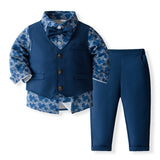 18M-6Y Kid Baby Boy Navy Blue Gentleman Suit 4 Pcs Set