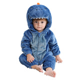 3M-5T Kid Baby Boy Girl Flannel Dinosaur Cartoon Hooded Climbing Loungewear Pajamas