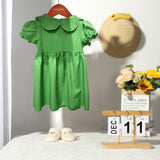 Kid Baby Girls Summer Embroidered Four-leaf Cute Doll Dress
