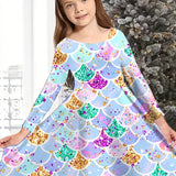 2-10T Kid Girl Foreign-style Sweet Colorful Casual Dresses