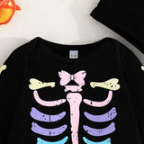 Baby Halloween Skull Character Stylish Luminous Skeleton Rompers