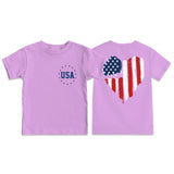 Kid Boy Girl USA Independence Day Printed Crew Neck Short Sleeve T-Shirt