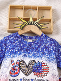3-8T Kid Girl Independence Day Print Gradient 2 Pcs Set