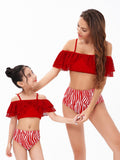 Family Matching Parent-child Tube Ruffle Split Swimsuits