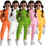 Kid Baby Girl Autumn Leisure Sports  Long-sleeved Solid 2 Pcs Set