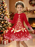 3-12Y Kid Girls Autumn Winter Christmas Long Sleeve 3D Dresses