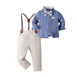 6M-8T Kid Baby Boys Formal Blue Overalls Wedding Birthday Party Suit 2 Pcs Set