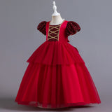 4-14T Kid Girl Princess Temperament Long Dress Mesh Christmas Dresses