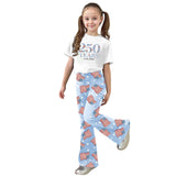 American Independence Day Kid Girl Flared Short Sleeve 2 Pcs Set
