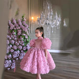 6M-12T Kid Baby Girls Three-dimensional Flower Princess Catwalk  Dress