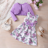 1-8T Kid Baby Girl Printed Knitted Cardigan Flower Dresses