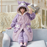 Kid Girl Coral Fleece Pajamas Autumn Winter Thick Flannel Bathrobe