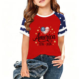Kid Boy Girl USA Independence Day 250th Anniversary Casual  Loose T-Shirt Top