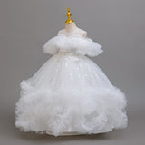 3-12T Kid Girl Mesh Print Tutu Princess Birthday Party Dresses