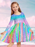 2-10T Kid Girl Foreign-style Sweet Colorful Casual Dresses