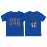 Kid Boy Girl Round Neck Short Sleeves Loose Casual Summer Independence Day T-shirt