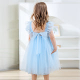 1-5T Kid Baby Girls Flying Sleeve Flower Performance Dress