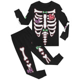 2-12T Kid Halloween Boys Glow Skeleton Pajamas 2 Pcs Set