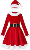 2-10T Kid Girl Red Christmas Costume Cospaly Party Anime Dresses