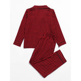 Kid Girl Red Plaid Home Pajamas Suit