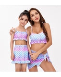 Swimsuit Parent-child Mermaid Scale Print Three-piece Bikini