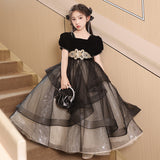 Children's Dress Princess Dress Girls' Evening Dress Light Luxury Niche French Black Host