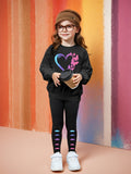 INS Girls 2-piece Set & Love Butterfly Print Long Sleeve Sweater Tights Outdoor Leisure Sports
