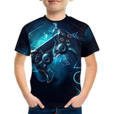 Kid Boy Gamepad 3D Printed Summer Fashion Short Sleeves T-shirt Tops
