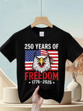 Kid Boy Cotton  Vintage American 250th Anniversary Printed  T-Shirt