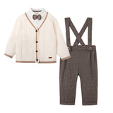 Baby Boy Long Sleeve British Style  Birthday Overalls 2 pcs Set