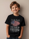 Kids Vintage American 250th Anniversary July 4th Crew Neck Short Sleeve T-shirt