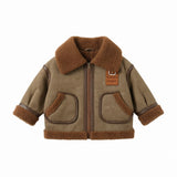 1-8T Kid Baby Boy Rantuo Fleece Leather Jacket Coats Top